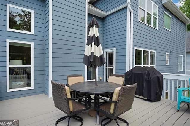 197 White Antelope St, Waleska, GA 30183 - wooden terrace with outdoor dining area and grilling area