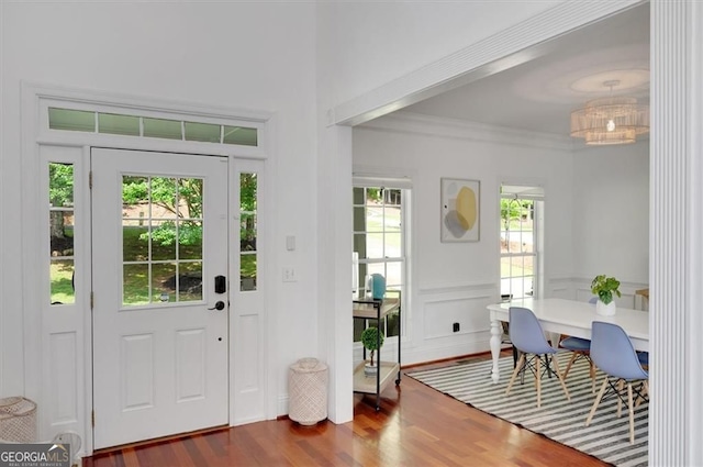 197 White Antelope St, Waleska, GA 30183 - entrance foyer featuring healthy amount of natural light, wood finished floors, and crown molding