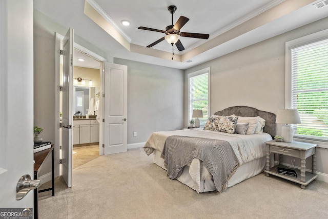 123 Mulberry Ct, Peachtree City, GA 30269 - bedroom with crown molding, carpet floors, baseboards, ceiling fan, and recessed lighting