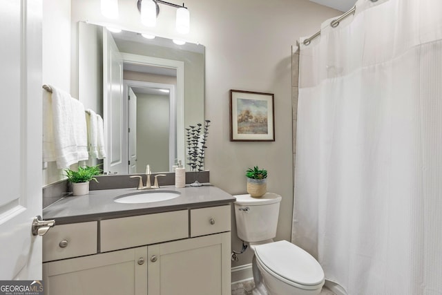 123 Mulberry Ct, Peachtree City, GA 30269 - bathroom with toilet, vanity, and curtained shower