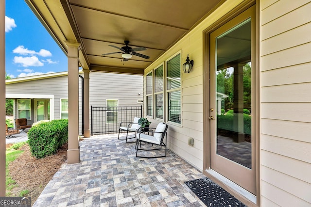 123 Mulberry Ct, Peachtree City, GA 30269 - covered porch featuring ceiling fan