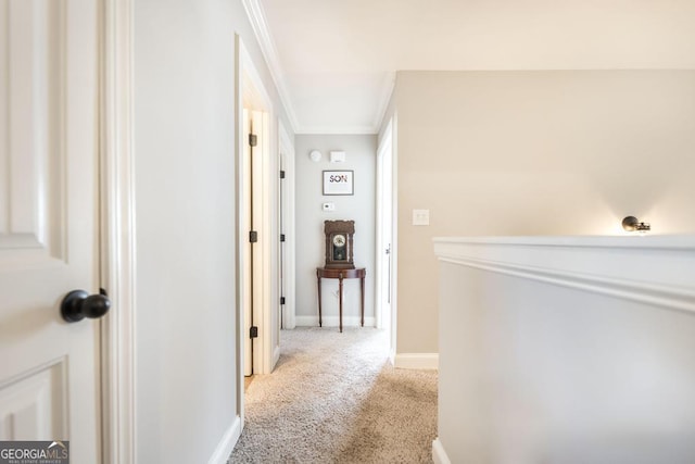 215 Wilsons Creek Bnd, Bonaire, GA 31005 - hall featuring carpet, ornamental molding, and baseboards