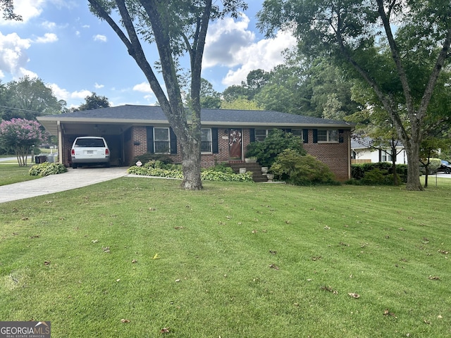 2334 Connally Dr, East Point, GA 30344 - ranch-style house with driveway, a front yard, and brick siding