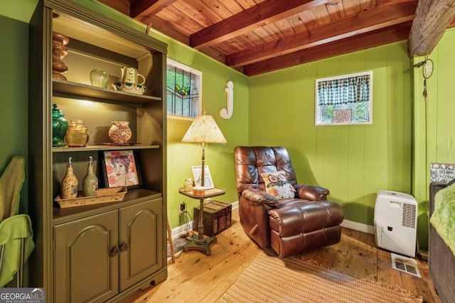 3644 Bert Dr, Gainesville, GA 30506 - living area featuring wood-type flooring and a wood ceiling with exposed beams