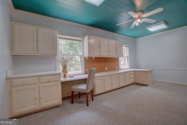 5 Hillcroft Dr NE, Rome, GA 30161 - office with a ceiling fan, light carpet, healthy amount of natural light, built in desk, and wood ceiling
