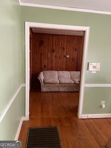 2530 Old Colony Rd, East Point, GA 30344 - living room with ornamental molding, wood finished floors, and baseboards