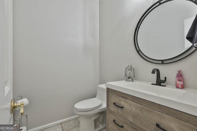 508 Las Brasis Ct, Peachtree City, GA 30269 - half bath with toilet, vanity, tile patterned flooring, and baseboards