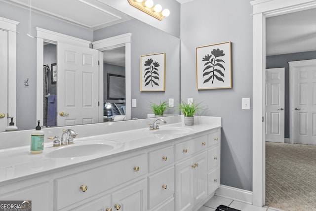 155 Bear Paw Ct, Clarkesville, GA 30523 - bathroom featuring double vanity, connected bathroom, tile patterned floors, and baseboards