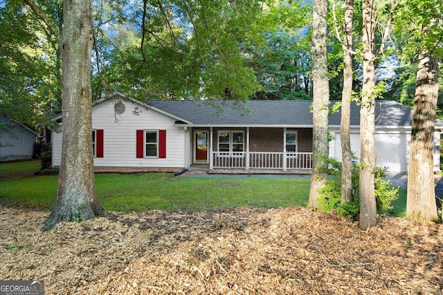 11006 Clearwater Dr, Hampton, GA 30228 - single story home with a porch, a front yard, roof with shingles, and a garage
