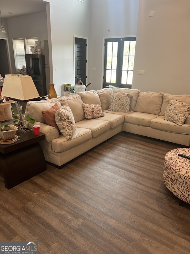 1333 Happy Hill Rd, Carrollton, GA 30116 - living room with dark wood-type flooring, plenty of natural light, and a high ceiling