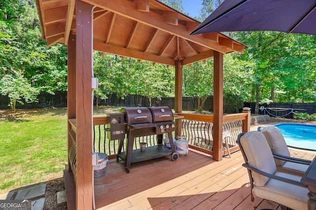 70 Otara Woods Ct, Newnan, GA 30263 - wooden deck with grilling area