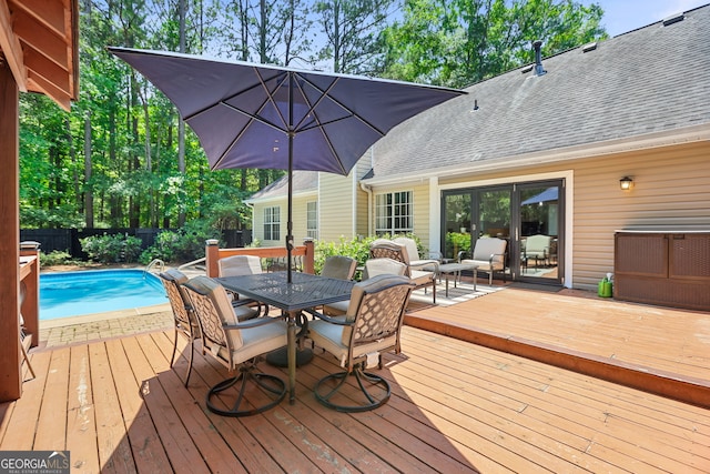 70 Otara Woods Ct, Newnan, GA 30263 - wooden terrace featuring outdoor dining space