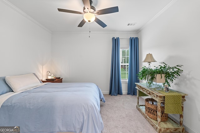 2036 Jefferson Hall Dr, Monroe, GA 30656 - bedroom featuring ornamental molding, light colored carpet, and ceiling fan