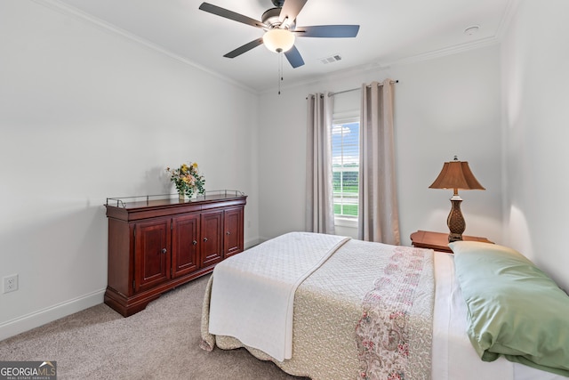 2036 Jefferson Hall Dr, Monroe, GA 30656 - bedroom featuring ornamental molding, light colored carpet, and a ceiling fan