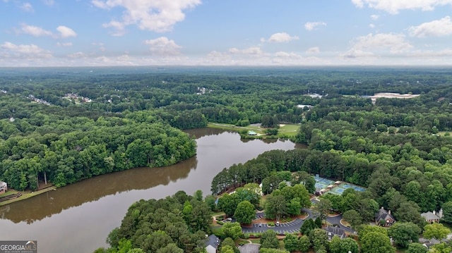 405 Woodbrook Way, Lawrenceville, GA 30043 - bird's eye view of a nearby body of water and a heavily wooded area