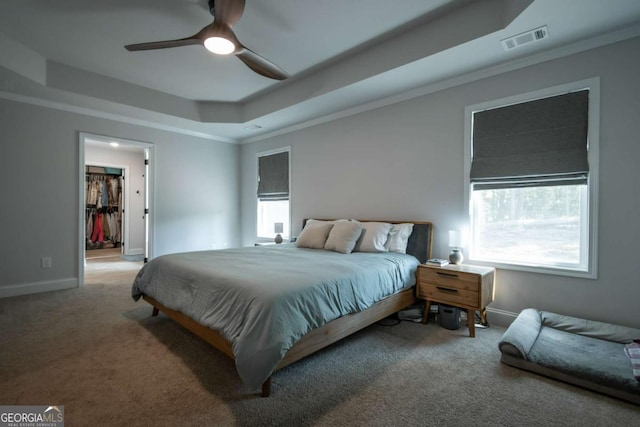 35 Westwood St, Danielsville, GA 30633 - bedroom featuring a raised ceiling, carpet, ornamental molding, baseboards, and a spacious closet