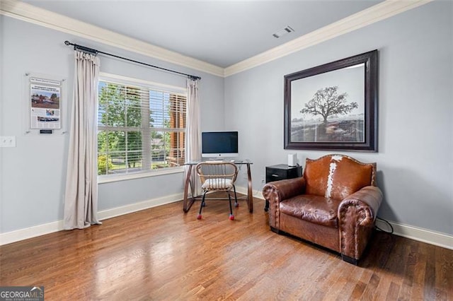501 Rabun Ct, Canton, GA 30115 - living area with crown molding, baseboards, and wood finished floors