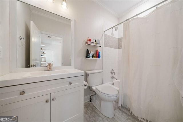 3894 Land O Lakes Dr NE, Atlanta, GA 30342 - full bathroom featuring shower / tub combo, vanity, and crown molding