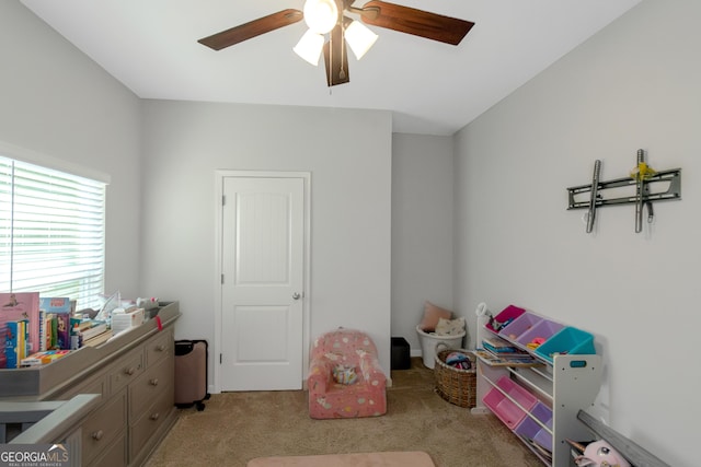 1243 Polk Xing, Mcdonough, GA 30252 - game room with ceiling fan and light carpet