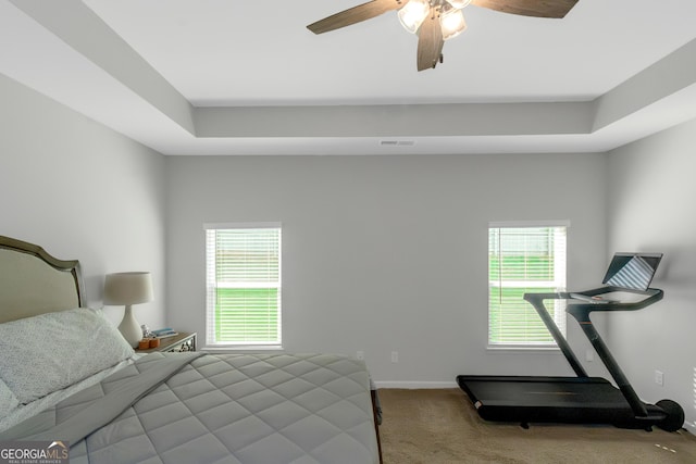 1243 Polk Xing, Mcdonough, GA 30252 - carpeted bedroom with a raised ceiling and ceiling fan