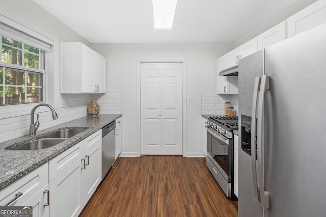 4941 Lighthouse Pointe, Acworth, GA 30101 - kitchen with stainless steel appliances, a sink, light stone counters, backsplash, and under cabinet range hood