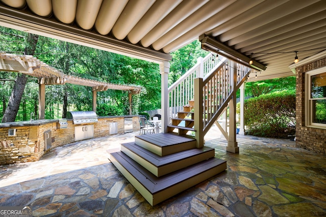 2101 Hunters Green Dr, Lawrenceville, GA 30043 - view of patio with stairway and a pergola