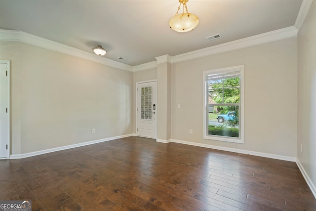 4650 Pleasant Woods Dr, Cumming, GA 30028 - empty room featuring crown molding, dark wood-type flooring, and baseboards