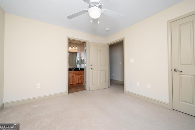 1523 Gadwall Way, Seneca, SC 29678 - unfurnished bedroom featuring light carpet, ensuite bath, baseboards, and a ceiling fan