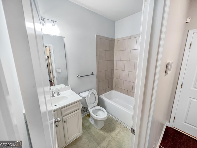 5229 Tye Trl, Fairburn, GA 30213 - bathroom featuring toilet, vanity, and  shower combination