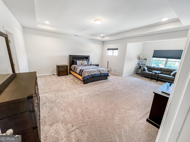 5229 Tye Trl, Fairburn, GA 30213 - bedroom with a tray ceiling, multiple windows, carpet flooring, and recessed lighting