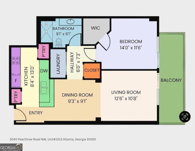 3040 Peachtree Rd NW Unit 1013, Atlanta, GA 30305 - room layout