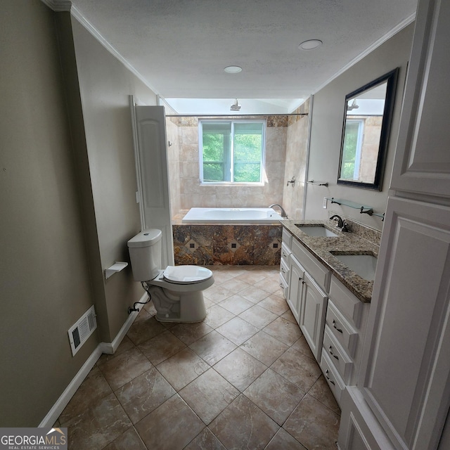 3140 Kipling Dr, Powder Springs, GA 30127 - full bathroom featuring ornamental molding, tiled shower / bath combo, and double vanity