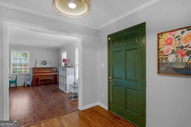 1504 Danora Dr, Waycross, GA 31501 - entrance foyer with wood finished floors and ornamental molding