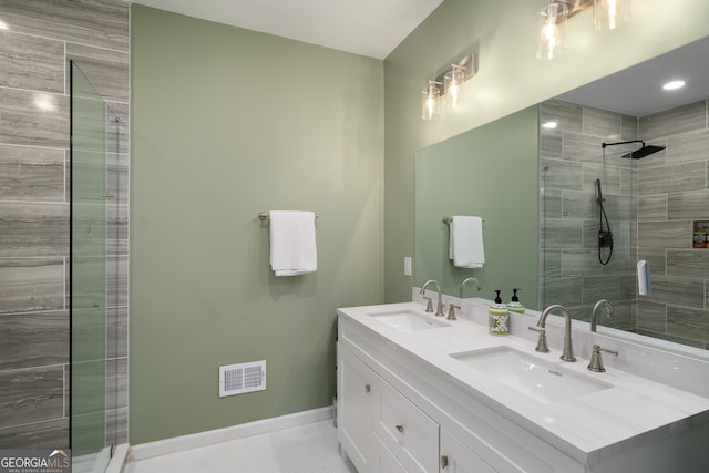 3142 Chamblee Gap Rd, Cumming, GA 30040 - bathroom with double vanity and a tile shower