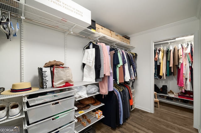 3142 Chamblee Gap Rd, Cumming, GA 30040 - walk in closet featuring wood finished floors