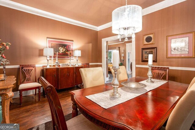 791 E Main St, Canton, GA 30114 - dining area featuring wood finished floors, crown molding, and a chandelier