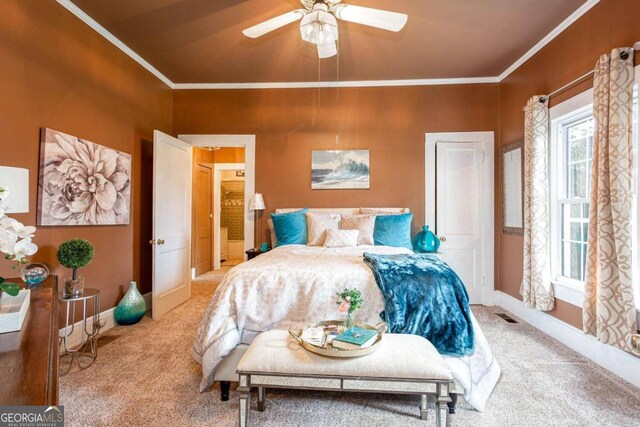 791 E Main St, Canton, GA 30114 - bedroom with carpet flooring, ornamental molding, and ceiling fan