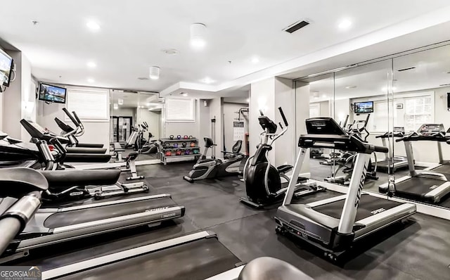 800 Peachtree St NE Unit 1319, Atlanta, GA 30308 - exercise room featuring recessed lighting