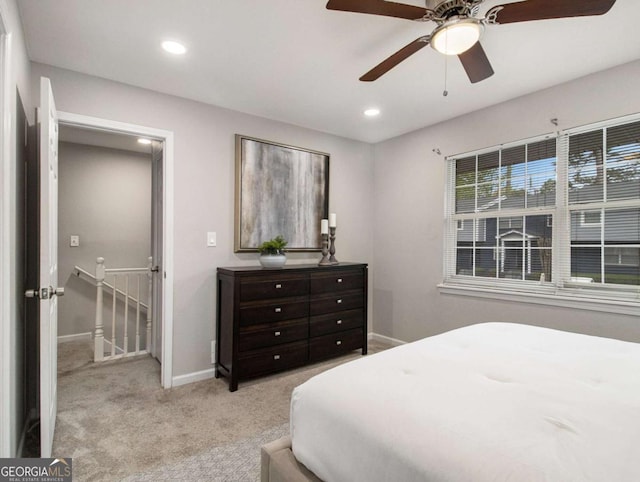 3149 Buford Hwy NE Unit 3, Brookhaven, GA 30329 - bedroom with baseboards, carpet flooring, recessed lighting, and a ceiling fan