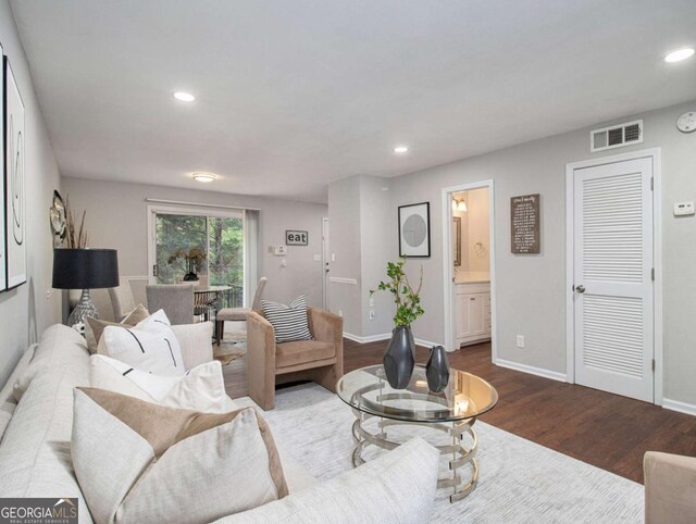 3149 Buford Hwy NE Unit 3, Brookhaven, GA 30329 - living room featuring dark wood finished floors, recessed lighting, and baseboards