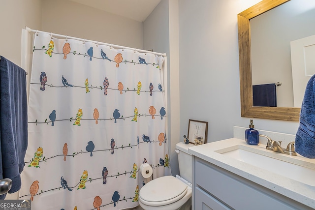 979 Rowe Rd, Senoia, GA 30276 - full bath with vanity, toilet, and a shower with shower curtain