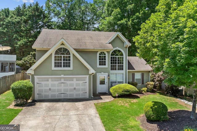 850 Long Branch Cir, Sugar Hill, GA 30518 - traditional home with driveway, an attached garage, stucco siding, and a shingled roof