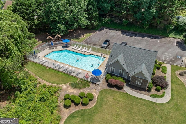 850 Long Branch Cir, Sugar Hill, GA 30518 - view from above of property featuring a pool