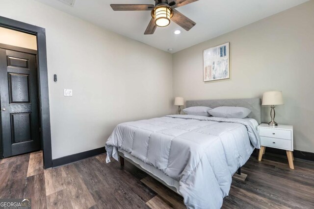 1764 Spring Ave, East Point, GA 30344 - bedroom featuring wood finished floors, recessed lighting, and ceiling fan