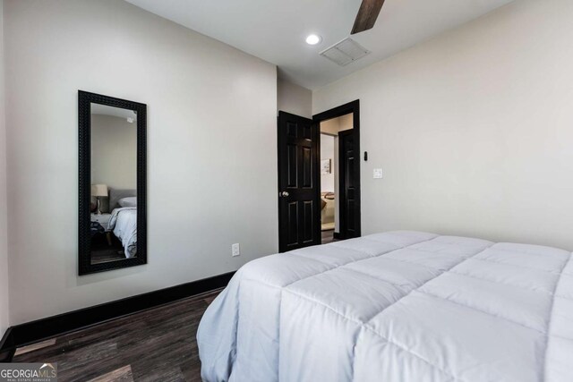 1764 Spring Ave, East Point, GA 30344 - bedroom featuring dark wood-style floors, recessed lighting, and ceiling fan