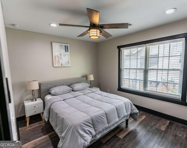 1764 Spring Ave, East Point, GA 30344 - bedroom featuring wood finished floors, recessed lighting, and a ceiling fan