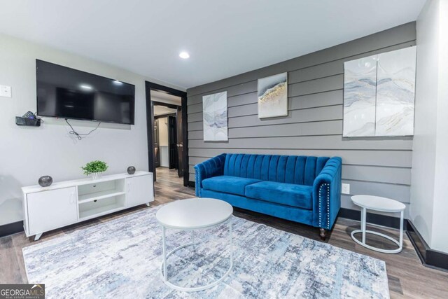 1764 Spring Ave, East Point, GA 30344 - living room featuring wood finished floors and recessed lighting