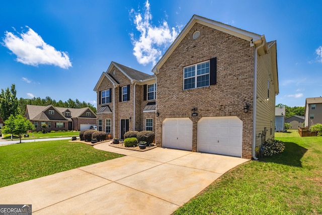 2689 Muskeg Ct SW, South Fulton, GA 30331 - traditional home with brick siding, a garage, a front yard, and driveway