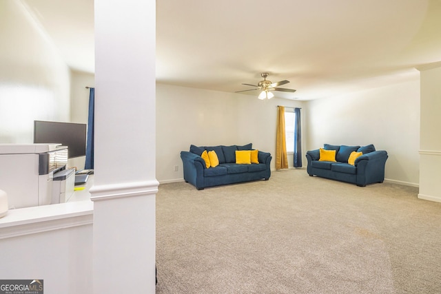 2689 Muskeg Ct SW, South Fulton, GA 30331 - carpeted living area with ceiling fan and baseboards