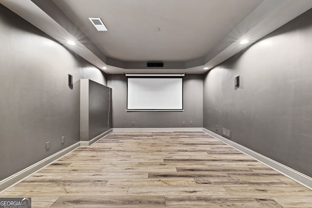 4527 Village Springs Run, Dunwoody, GA 30338 - home theater room with wood finished floors, recessed lighting, and baseboards